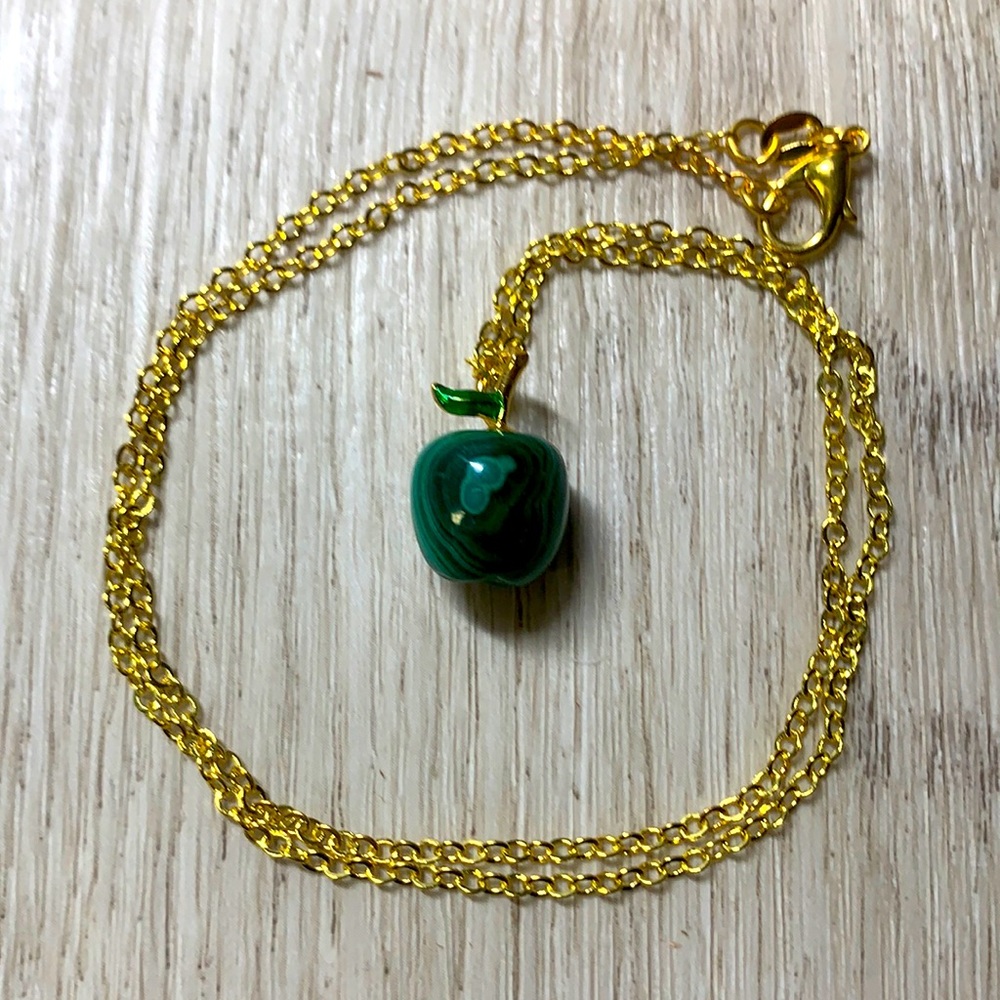 Natural Malachite Apple Chain Necklace